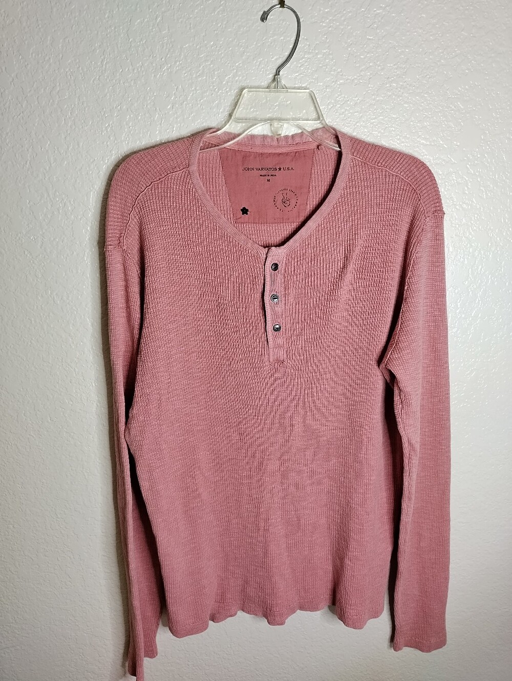 John Varvatos Men's Memphis Waffle Henley Sz M
